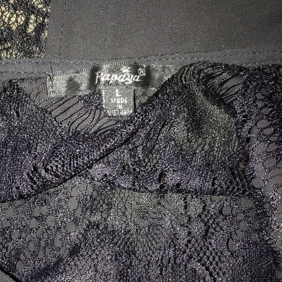 Papaya Women's Black Lace Long Sleeve Blouse Top Size Large - Picture 7 of 7